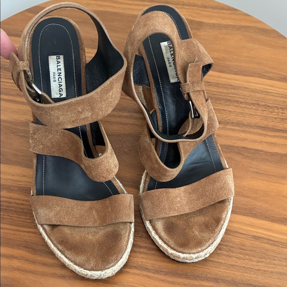 Balenciaga Women's Tan Suede Espadrilles